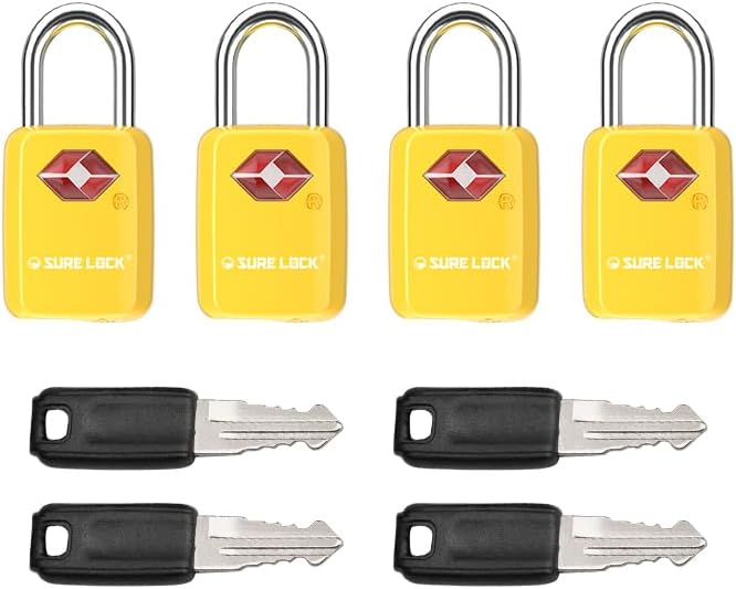 SURE LOCK TSA Approved Luggage Locks Mini Size Lock with Keys for Travel, Zinc Alloy Body with Steel Shackle, Key Alike, Key Alike in The Same Package - Image 1